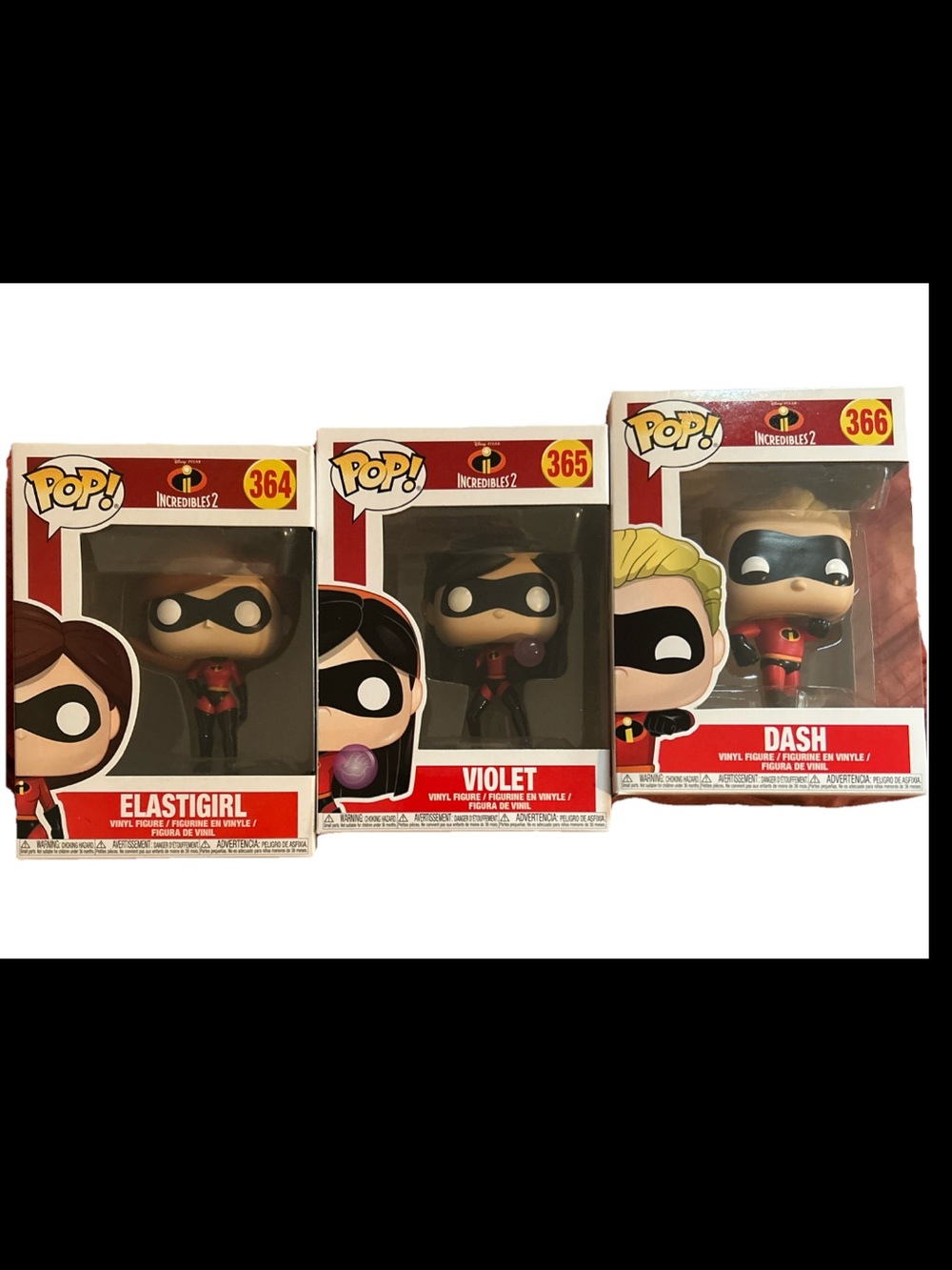 Set Of 3 Pop Funko Elastigirl 364, Dash 366, Violet 365 New Incredibles 2